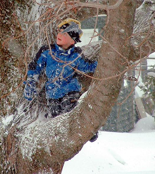 kids playing in maine winter